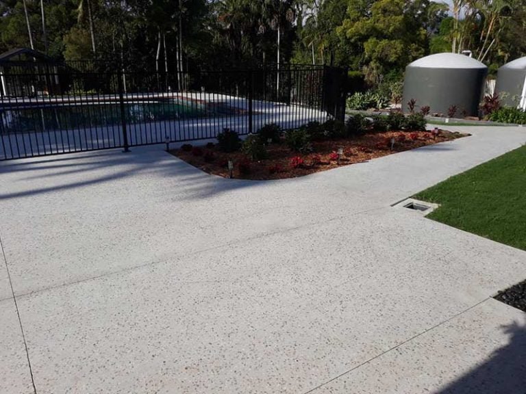 Honed concrete installed in a residential driveway in Perth WA.
