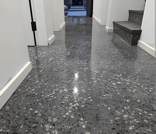 Beautifully polished concrete in a residential living room in Cockburn WA.