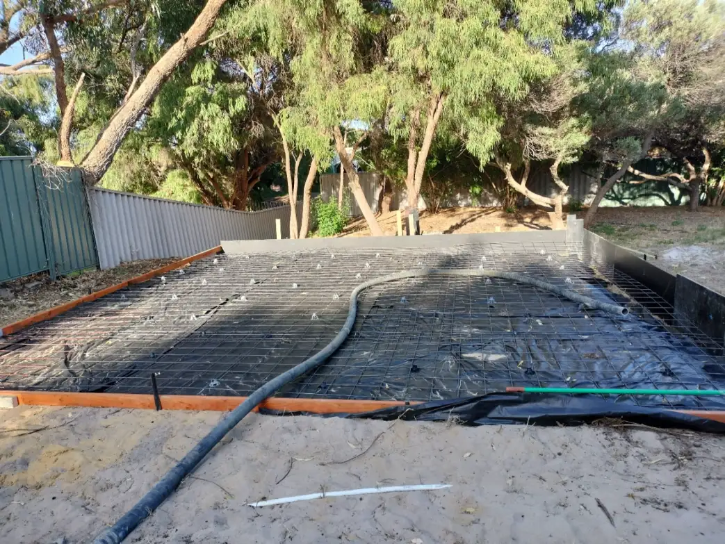Ongoing concrete slab installation in Mandurah WA.